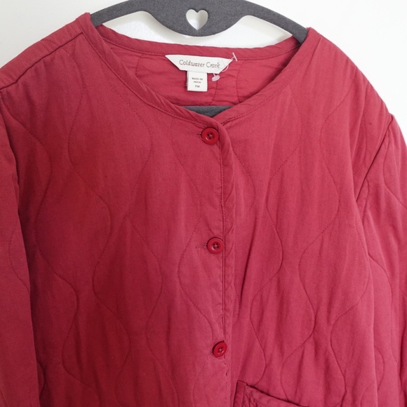 NWOT Coldwater Creek Red Quilted Cotton Buttondown Jacket M Petite - Picture 3 of 10